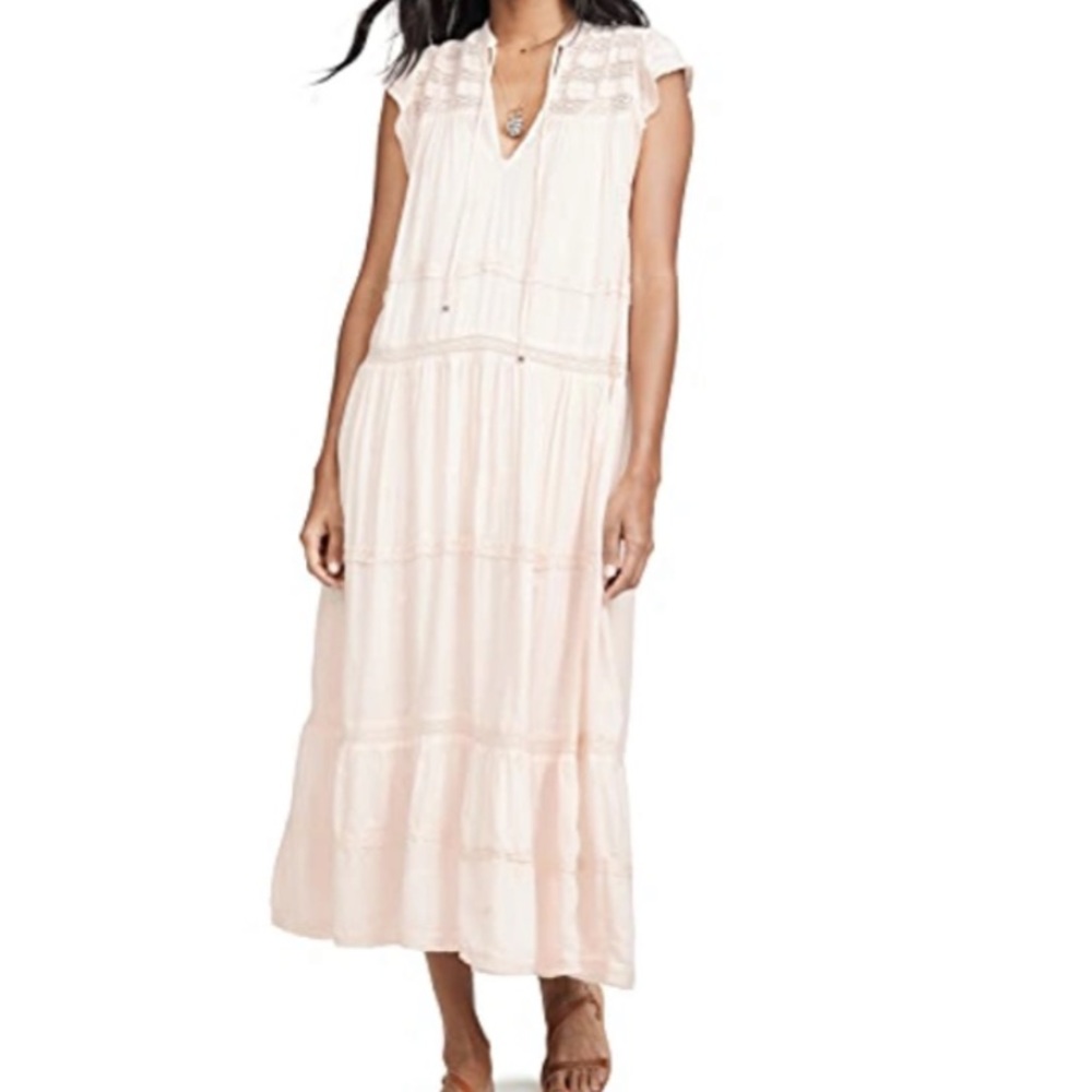 Free People New Midnight Midi Lace Embroidered Dress Light Pink - Picture 2 of 10